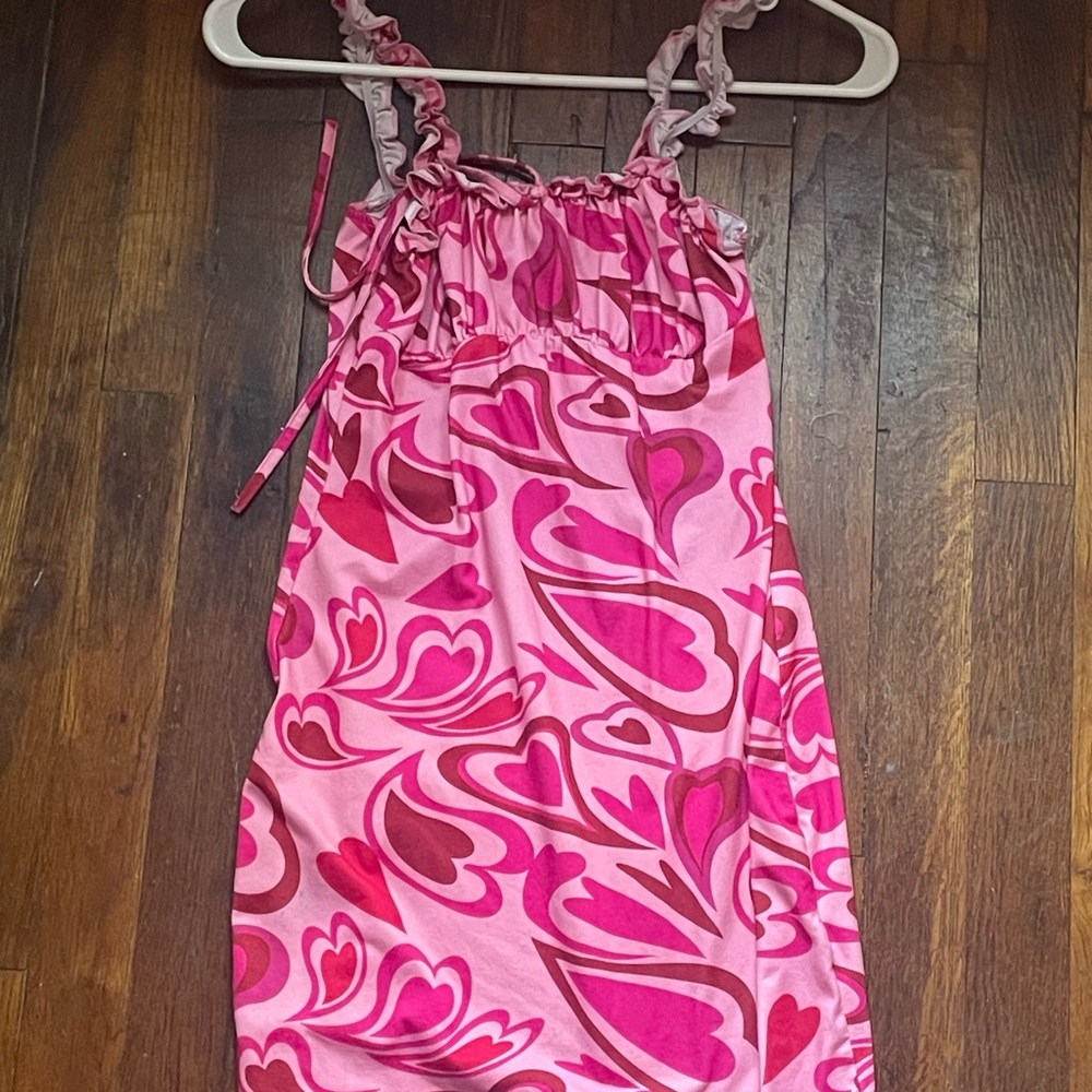 Pink and Red Heart Patterned Dress